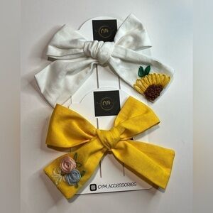 Hair clips with handmade floral embroidery hair bow girl’s hair accessories